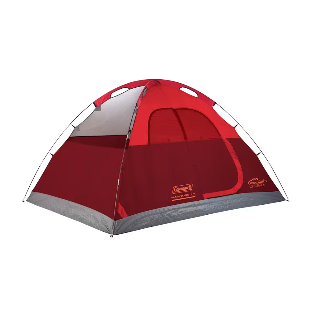 Coleman 4Person Flatwoods II Lightweight Dome Camping Tent Red 2207389