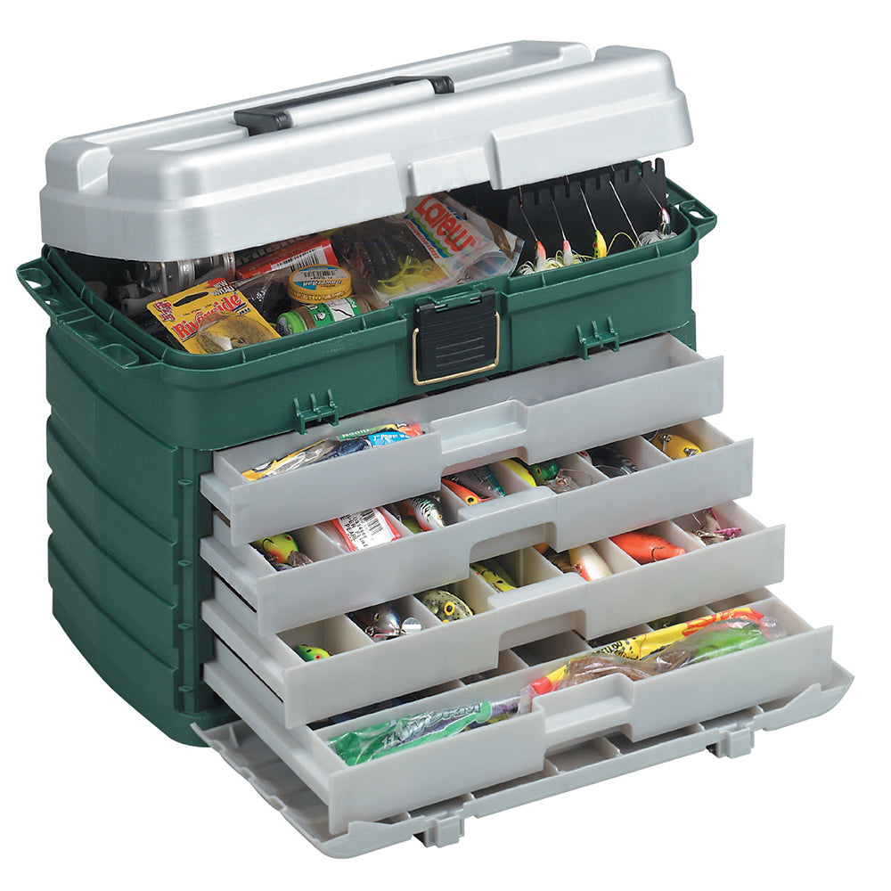 Plano 4Drawer Tackle Box Green MetallicSilver 758005