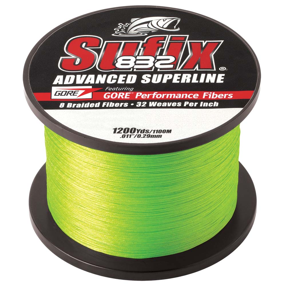Sufix 832 Advanced Superline Braid 10lb Neon Lime 1200 yds 660310L