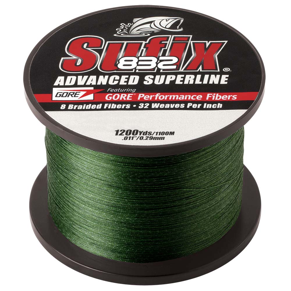 Sufix 832 Advanced Superline Braid 30lb LowVis Green 1200 yds 660330G