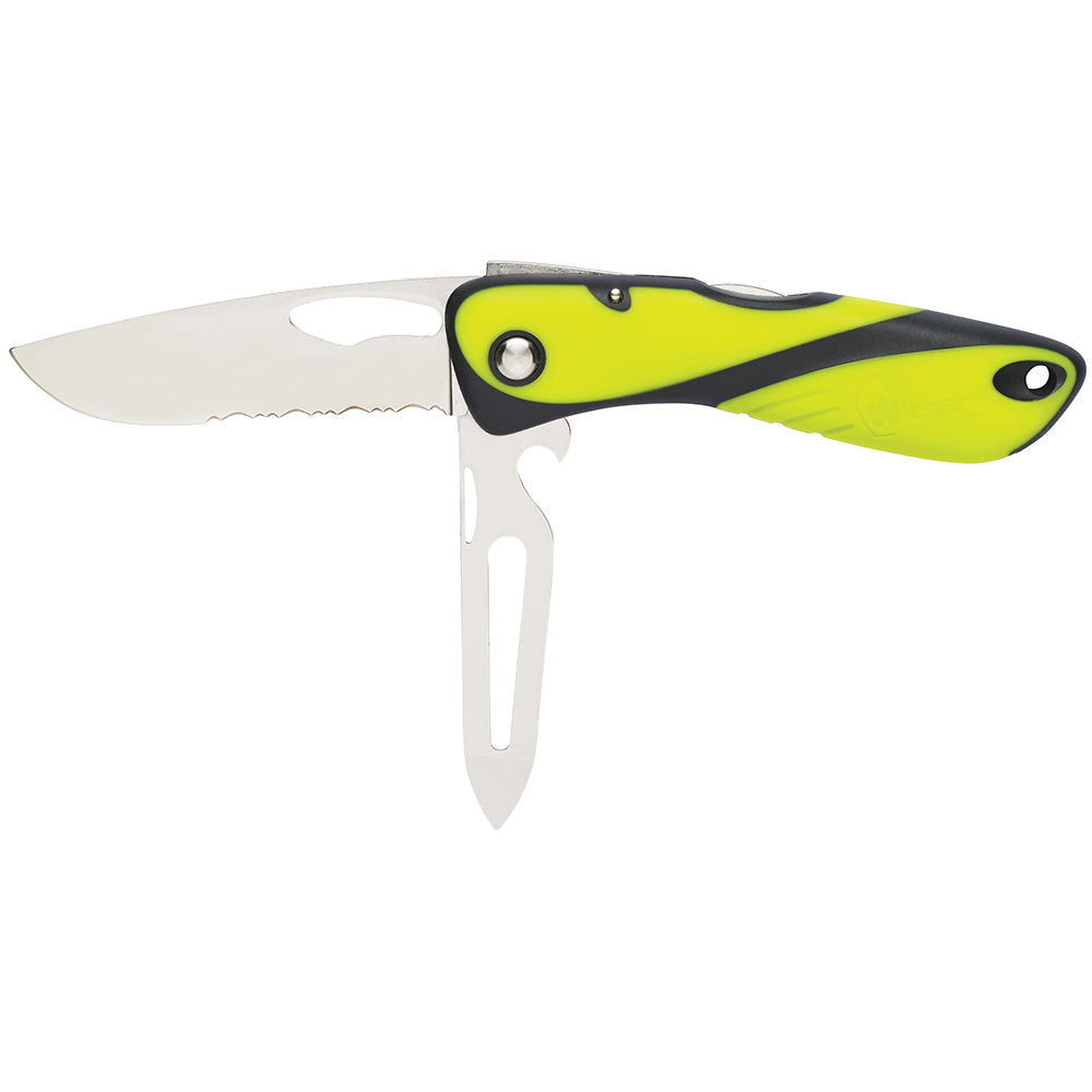 Wichard Offshore Knife Serrated Blade ShacklerSpike Fluorescent 10122