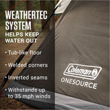 Coleman OneSource Rechargeable 4Person Camping Dome Tent wAirflow System  LED Lighting 2000035457
