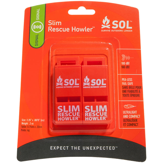 SOL Survive Outdoors Longer Rescue Howler Whistle  2 Pack 01400010