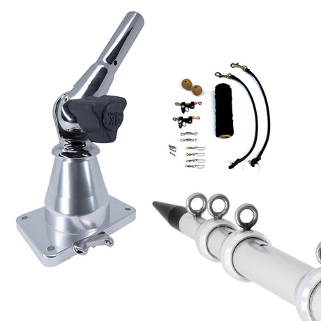 Tigress XD Bay Series Top Mount System  15  Aluminum Silver Outriggers Deluxe Rigging Kit 888232